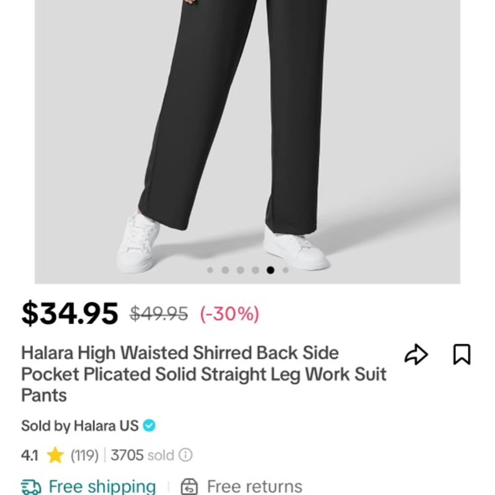 HALARA Black Straight Leg Pants